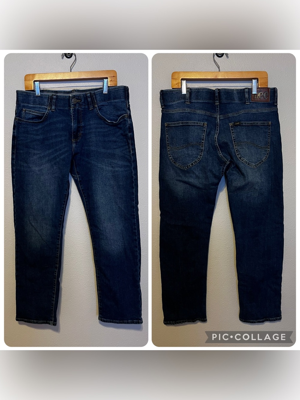 Men’s Lee Slim Straight Dark Wash Jeans Size 34x29